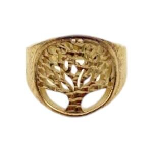 Italian Silver Tree of Life Graduated 8K Gold Sterling Silver Band